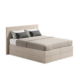 Home Collective Boxspringbett 160x200 180x200 200x200 Bett Doppelbett Polsterbett Bonnell H2 & Kaltschaum H3 Matratze, gepolstertes Kopfteil | VARDO-Stoff
