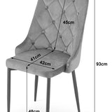 Chaise de salle à manger, chaise de cuisine, chaise de bureau, siège en velours avec pieds en métal noir, charge de siège de 120 kg, siège ergonomique confortable rembourré en velours doux, pieds noirs