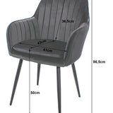 Chaise de salle à manger, chaise de cuisine, chaise de bureau, siège en velours avec pieds en métal noir, charge de siège de 120 kg, chaise de bureau confortable, pieds noirs