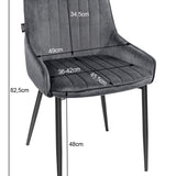 Chaise rembourrée, chaise de salle à manger, chaise de salon rembourrée, chaise avec pieds en métal, revêtement et assise en velours avec pieds noirs