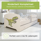 Kids Collective Kinderbett 70x140 / 80x160 Komplett Set inkl. Matratze, Lattenrost, Schublade & Rausfallschutz | Einzelbett für Kinder von 2 – 10 Jahren | weiß mit wählbarem Motiv