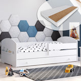 Kids Collective Kinderbett 70x140 / 80x160 Komplett Set inkl. Matratze, Lattenrost, Schublade & Rausfallschutz | Einzelbett für Kinder von 2 – 10 Jahren | weiß mit wählbarem Motiv