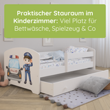 Kids Collective Kinderbett 70x140 / 80x160 Komplett Set inkl. Matratze, Lattenrost, Schublade & Rausfallschutz | Einzelbett für Kinder von 2 – 10 Jahren | weiß mit wählbarem Motiv