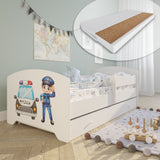 Kids Collective Kinderbett 70x140 / 80x160 Komplett Set inkl. Matratze, Lattenrost, Schublade & Rausfallschutz | Einzelbett für Kinder von 2 – 10 Jahren | weiß mit wählbarem Motiv
