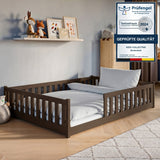Kinderbett Bodenbett 80x160 | 80x180 | 90x190 | 90x200 | 120x200 | 140x200 cm Bett mit Rausfallschutz & Lattenrost Montessori Bett Gitterbett Kinder Jugendbett Einzelbett optional mit Matratze | Kiefer Holz massiv Junge Mädchen