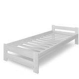 Lit en bois avec sommier à lattes, lit moderne, cadre de lit en pin massif, lit simple, lit en bois massif, classique Confortable et durable | Maison de campagne bohème scandinave