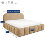Home Collective Polsterbett Doppelbett Bett Bubble mit Stauraum und Metall-Lattenrost | Schlafzimmer Jugendzimmer Möbel | weicher Stoff modernes Design mit Steppung