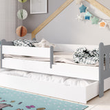 Kinderbett 90x200 | 80x180 | 80x160 cm mit Matratze (optional), Schublade, Rausfallschutz & Lattenrost in weiß Mädchen Jungen Bett