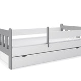 Kinderbett 90x200 | 80x180 | 80x160 cm mit Matratze (optional), Schublade, Rausfallschutz & Lattenrost in weiß Mädchen Jungen Bett