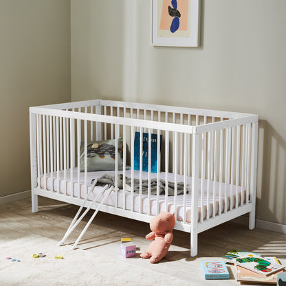 Kids Collective Babybett Kinderbett Gitterbett 60x120 und 70x140 cm höhenverstellbarer Lattenrost & herausnehmbare Sprossen stabiles Buchenholz | ab Geburt bis zum 3. Lebensjahr made in EU