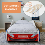 Autobett Kinderbett Jugendbett 70x140 | 80x160 mit Rausfallschutz & Matratze | Kinder Spielbett Rennfahrer