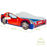 Autobett Kinderbett Jugendbett 70x140 | 80x160 mit Rausfallschutz & Matratze | Kinder Spielbett Rennfahrer