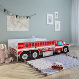 Autobett Kinderbett Jugendbett 70x140 und 80x160 cm mit Rausfallschutz und Matratze (optional) Feuerwehr Kinder Spielbett