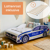 Autobett Kinderbett Jugendbett 70x140 | 80x160 cm mit Rausfallschutz und Matratze (optional) | Polizei