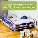 Autobett Kinderbett Jugendbett 70x140 | 80x160 cm mit Rausfallschutz und Matratze (optional) | Polizei