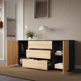 Home Collective Kommode Sideboard mit Schubladen | modern Sideboard Wohnzimmer Schlafzimmer Flur Möbel | 150x40x70 cm | 3 Schubladen & 2 Türen