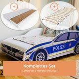 Autobett Kinderbett Jugendbett 70x140 | 80x160 cm mit Rausfallschutz und Matratze (optional) | Polizei