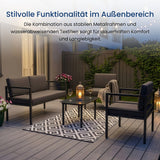 Home Collective Gartenmöbel Set Balkonmöbel Lounge Möbel Outdoor Outdoormöbel | 4-teilig | 2-Sitzer 2 Sessel 1 Tisch | abziehbare Kissen in grau Glastisch | Garten Terrasse Balkon | Anthrazit