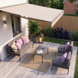 Home Collective Gartenmöbel Set Balkonmöbel Lounge Möbel Outdoor Outdoormöbel | 4-teilig | 2-Sitzer 2 Sessel 1 Tisch | abziehbare Kissen in grau Glastisch | Garten Terrasse Balkon | Anthrazit
