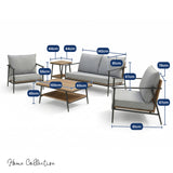 Home Collective Gartenmöbel Set Lounge Möbel Outdoor Outdoormöbel | 5-teilig | 2-Sitzer Sofa 2 Stühle Couchtisch Beistelltisch | abziehbare Kissen Polywood | Garten Terrasse Balkon | Grau/Schwarz