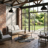 Home Collective Gartenmöbel Set Lounge Möbel Outdoor Outdoormöbel | 5-teilig | 2-Sitzer Sofa 2 Stühle Couchtisch Beistelltisch | abziehbare Kissen Polywood | Garten Terrasse Balkon | Grau/Schwarz