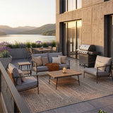 Home Collective Gartenmöbel Set Lounge Möbel Outdoor Outdoormöbel | 5-teilig | 2-Sitzer Sofa 2 Stühle Couchtisch Beistelltisch | abziehbare Kissen Polywood | Garten Terrasse Balkon | Grau/Schwarz