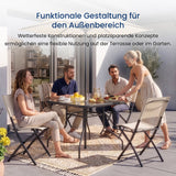 Home Collective Gartenmöbel Set Balkonmöbel Essgruppe Outdoor Terrassenmöbel Sitzgruppe | 6-teilig | 4 Klappstühle 1 Glastisch 1 Sonnenschirm | wetterfest | Garten Terrasse Balkon | Beige/Schwarz