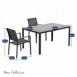 Home Collective Gartenmöbel Set Balkonmöbel Essgruppe Outdoor Terrassenmöbel Sitzgruppe | 7-teilig | 6 Stühle 1 Metalltisch | Textilene wetterfest | Garten Terrasse Balkon | Dunkelgrau Schwarz