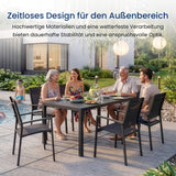 Home Collective Gartenmöbel Set Balkonmöbel Essgruppe Outdoor Terrassenmöbel Sitzgruppe | 7-teilig | 6 Stühle 1 Metalltisch | Textilene wetterfest | Garten Terrasse Balkon | Dunkelgrau Schwarz