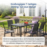 Home Collective Gartenmöbel Set Balkonmöbel Essgruppe Outdoor Terrassenmöbel Sitzgruppe | 7-teilig | 6 Stühle 1 Metalltisch | Textilene wetterfest | Garten Terrasse Balkon | Dunkelgrau Schwarz