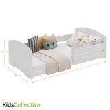 Home Collective Kinderbett Jugendbett Bett mit Rausfallschutz und Lattenrost | wahlweise inkl. Matratze | Juniorbett für Mädchen & Jungen | für Kinder von 2 – 10 Jahren made in EU