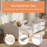 Home Collective Kinderbett Jugendbett Bett mit Rausfallschutz und Lattenrost | wahlweise inkl. Matratze | Juniorbett für Mädchen & Jungen | für Kinder von 2 – 10 Jahren made in EU