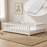 Kinderbett Bodenbett mit Rausfallschutz & Lattenrost Montessori Bett Bed Gitterbett Kinder Jugendbett Einzelbett | Verfügbare Größen: 80x160, 80x180, 90x190, 90x200, 120x200, 140x200 cm