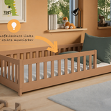 Kinderbett Bodenbett 80x160 | 80x180 | 90x190 | 90x200 | 120x200 | 140x200 cm Bett mit Rausfallschutz & Lattenrost Montessori Bett Gitterbett Kinder Jugendbett Einzelbett optional mit Matratze | Kiefer Holz massiv Junge Mädchen