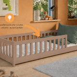 Kinderbett Bodenbett 80x160 | 80x180 | 90x190 | 90x200 | 120x200 | 140x200 cm Bett mit Rausfallschutz & Lattenrost Montessori Bett Gitterbett Kinder Jugendbett Einzelbett optional mit Matratze | Kiefer Holz massiv Junge Mädchen