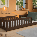 Kinderbett Bodenbett 80x160 | 80x180 | 90x190 | 90x200 | 120x200 | 140x200 cm Bett mit Rausfallschutz & Lattenrost Montessori Bett Gitterbett Kinder Jugendbett Einzelbett optional mit Matratze | Kiefer Holz massiv Junge Mädchen