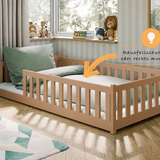 Kinderbett Bodenbett 80x160 | 80x180 | 90x190 | 90x200 | 120x200 | 140x200 cm Bett mit Rausfallschutz & Lattenrost Montessori Bett Gitterbett Kinder Jugendbett Einzelbett optional mit Matratze | Kiefer Holz massiv Junge Mädchen