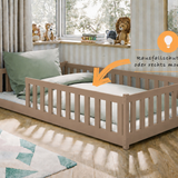 Kinderbett Bodenbett 80x160 | 80x180 | 90x190 | 90x200 | 120x200 | 140x200 cm Bett mit Rausfallschutz & Lattenrost Montessori Bett Gitterbett Kinder Jugendbett Einzelbett optional mit Matratze | Kiefer Holz massiv Junge Mädchen
