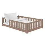 Kinderbett Bodenbett 80x160 | 80x180 | 90x190 | 90x200 | 120x200 | 140x200 cm Bett mit Rausfallschutz & Lattenrost Montessori Bett Gitterbett Kinder Jugendbett Einzelbett optional mit Matratze | Kiefer Holz massiv Junge Mädchen