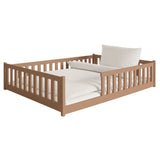 Kinderbett Bodenbett 80x160 | 80x180 | 90x190 | 90x200 | 120x200 | 140x200 cm Bett mit Rausfallschutz & Lattenrost Montessori Bett Gitterbett Kinder Jugendbett Einzelbett optional mit Matratze | Kiefer Holz massiv Junge Mädchen