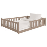 Kinderbett Bodenbett 80x160 | 80x180 | 90x190 | 90x200 | 120x200 | 140x200 cm Bett mit Rausfallschutz & Lattenrost Montessori Bett Gitterbett Kinder Jugendbett Einzelbett optional mit Matratze | Kiefer Holz massiv Junge Mädchen