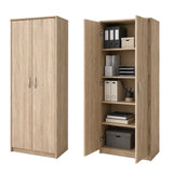 Armoire armoire polyvalente avec amortisseur de porte SOFT CLOSE (en option) blanc 74 cm largeur 180 cm hauteur avec quatre ou six étagères, classeur organisateur d'armoire domestique en bois MDF