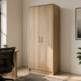 Armoire armoire polyvalente avec amortisseur de porte SOFT CLOSE (en option) blanc 74 cm largeur 180 cm hauteur avec quatre ou six étagères, classeur organisateur d'armoire domestique en bois MDF