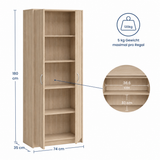Armoire armoire polyvalente avec amortisseur de porte SOFT CLOSE (en option) blanc 74 cm largeur 180 cm hauteur avec quatre ou six étagères, classeur organisateur d'armoire domestique en bois MDF