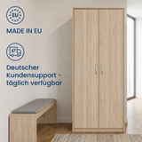 Armoire armoire polyvalente avec amortisseur de porte SOFT CLOSE (en option) blanc 74 cm largeur 180 cm hauteur avec quatre ou six étagères, classeur organisateur d'armoire domestique en bois MDF