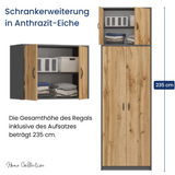 Home Collective Kleiderschrank Schrank Aufsatz Schrankaufsatz Aufsatzschrank Erweiterung für Kleiderschrank 74x55x35 cm | 2-türig | Schlafzimmer Wohnzimmer Jugendzimmer Möbel