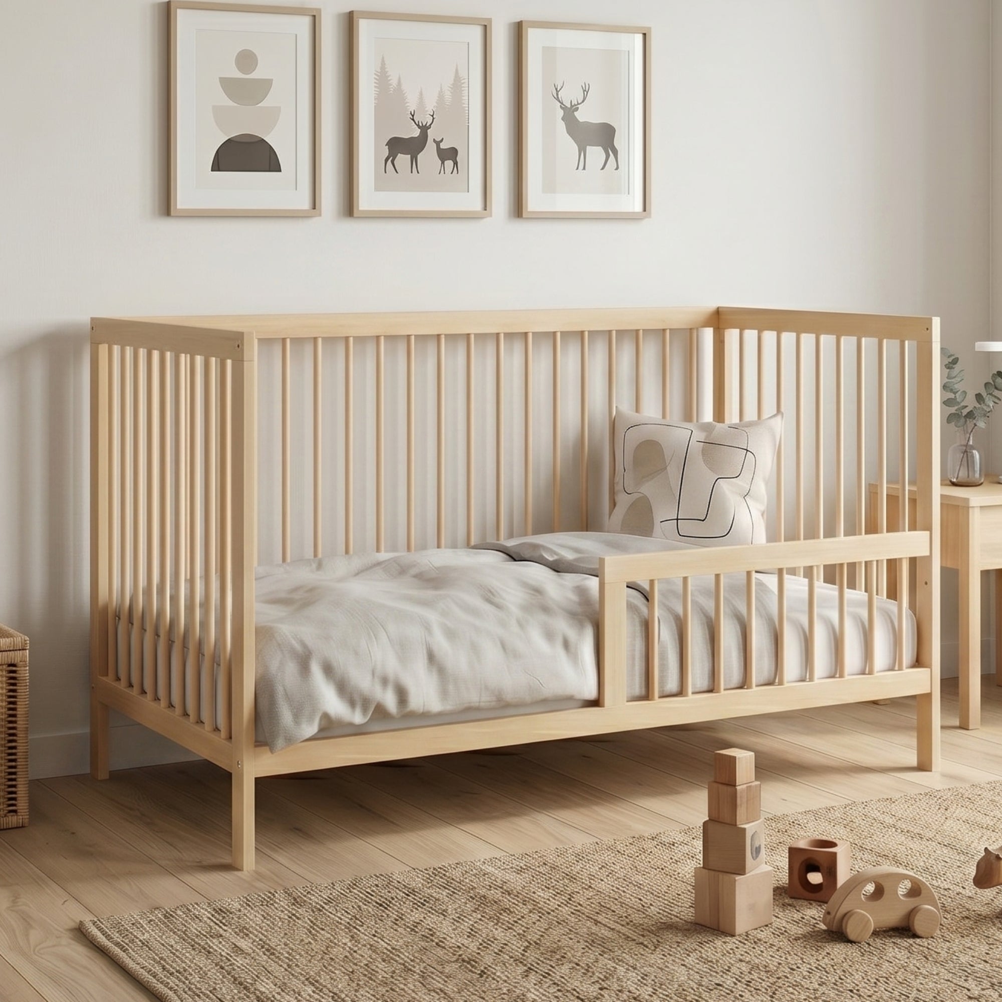 Kids Collective Babybett Kinderbett Gitterbett mit Rausfallschutz Baby Bett | stabiles Buchenholz | Juniorbett | made in Europe | Kinderzimmer Jugendzimmer Möbel | 60x120 & 70x140 cm