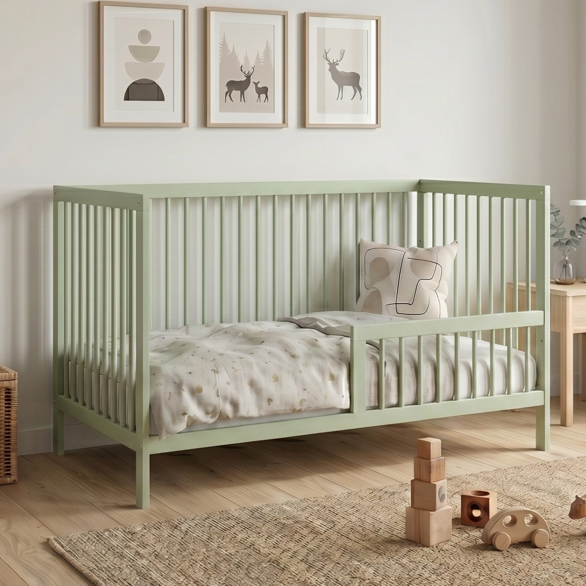 Kids Collective Babybett Kinderbett Gitterbett mit Rausfallschutz Baby Bett | stabiles Buchenholz | Juniorbett | made in Europe | Kinderzimmer Jugendzimmer Möbel | 60x120 & 70x140 cm