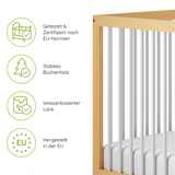 Kids Collective Babybett Kinderbett Gitterbett mit Rausfallschutz Baby Bett | stabiles Buchenholz | Juniorbett | made in Europe | Kinderzimmer Jugendzimmer Möbel | 60x120 & 70x140 cm