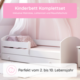 Kids Collective Kinderbett 70x140 / 80x160 Komplett Set inkl. Matratze, Lattenrost, Schublade & Rausfallschutz | Einzelbett für Kinder von 2 – 10 Jahren | weiß mit wählbarem Motiv